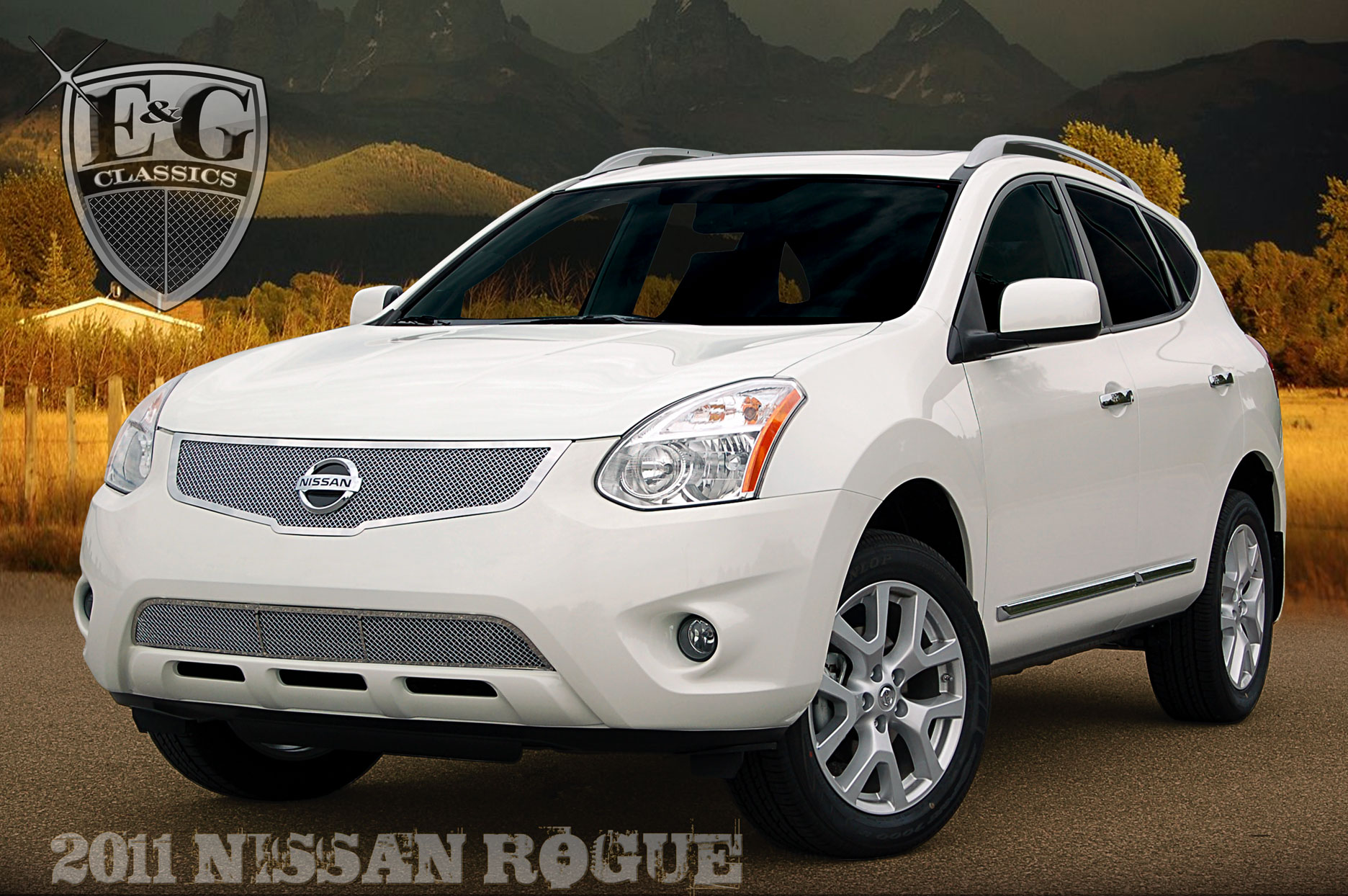 Iman365-usa Chrome & Black Front Upper Grille For Nissan Rogue 2021-2023, Direct Fit Replacement